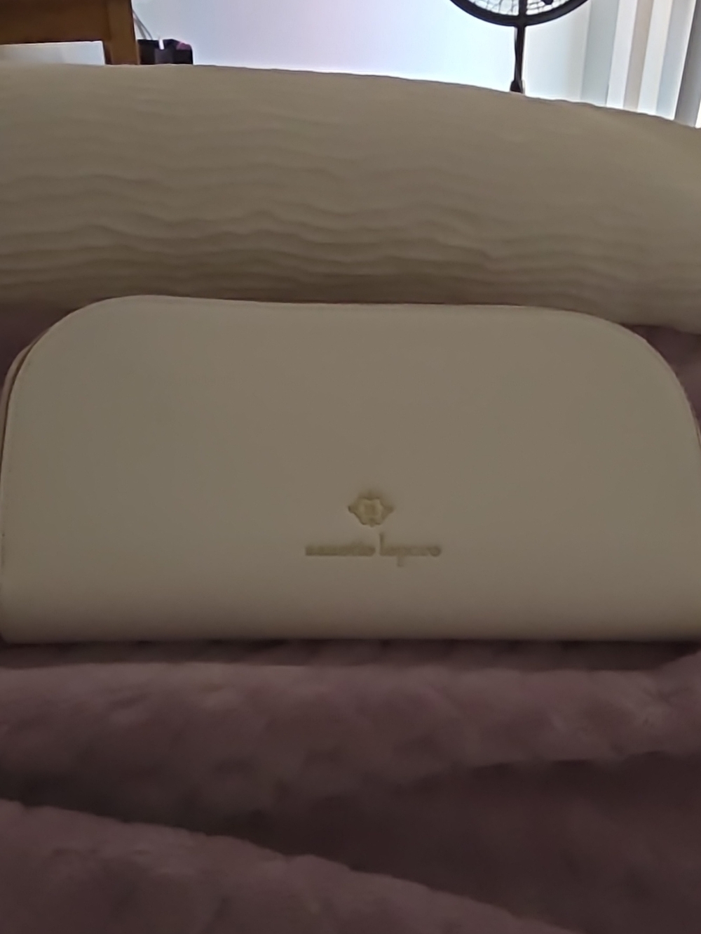 Nanette Lepore Cream Shoulder Wallet with Gold Logo Accent